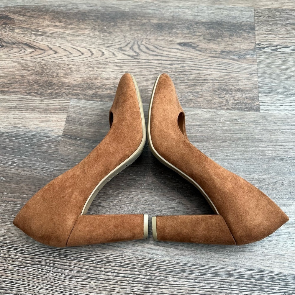 Fioni faux suede block heel pumps cognac brown size 7.5 office workwear - Picture 4 of 6